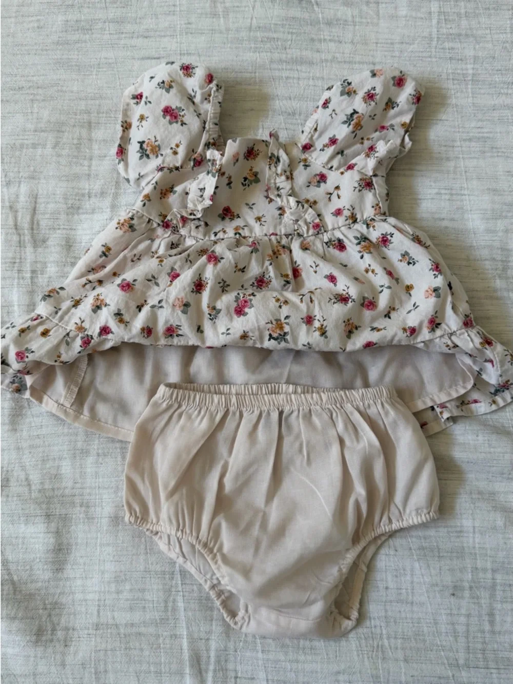 The Children's Place Cream Baby Dress with Pink Floral Print and Diaper Cover - Picture 3 of 5